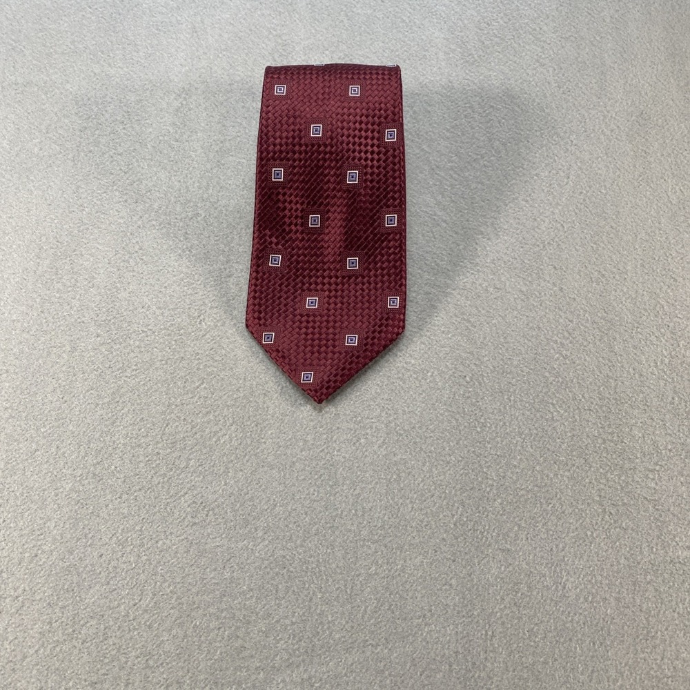 Donald Trump Mens Necktie Signature Collection Burgundy Geometric Pattern Silk